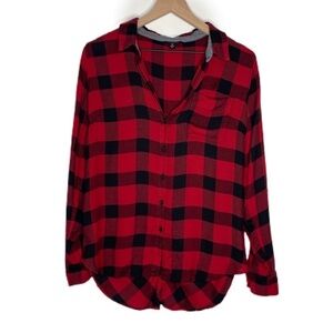 Lucky Brand Red Black Buffalo Plaid Button Down Shirt